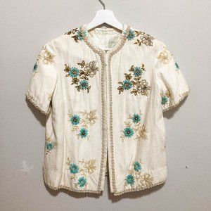 60s Vintage Custom Silk Beaded Evening Jacket